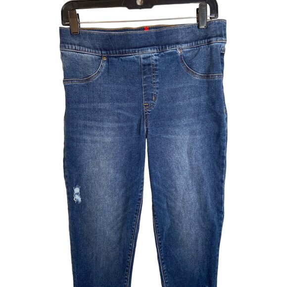 Spanx large jeggings Distressed Ankle Skinny Jeans, Medium Wash legging - Picture 3 of 6